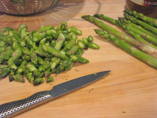 cut up asparagus